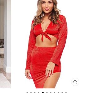 Red salsa & gold glitter beach cover up set from couture line JMP. Never worn.